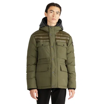 Pajar Mikkel Mixed Media Parka Coat With Detachable Inner Hood In Green
