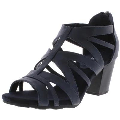 Easy Street Amaze Womens Faux Leather Caged Heel Sandals In Blue