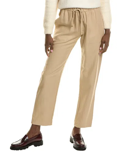 Enza Costa Twill Linen-blend Easy Pant In Brown