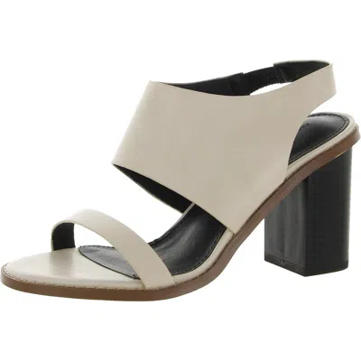 French Connection Lori Womens Vegan Leather Padded Insole Block Heel In White