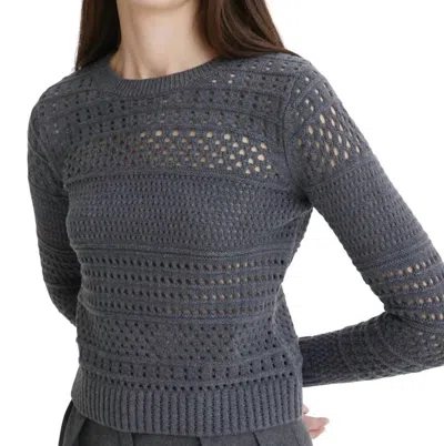 Matthew Bruch Variegated Knit Mesh Sweater In Charcoal Knit In Multi