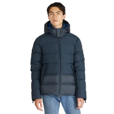 Pajar Men's Valby Mixed Media Puffer With Contrast Inner Collar And Hood In Blue