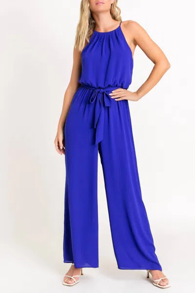 Lush Halter Neck Jumpsuit In Indigo In Multi