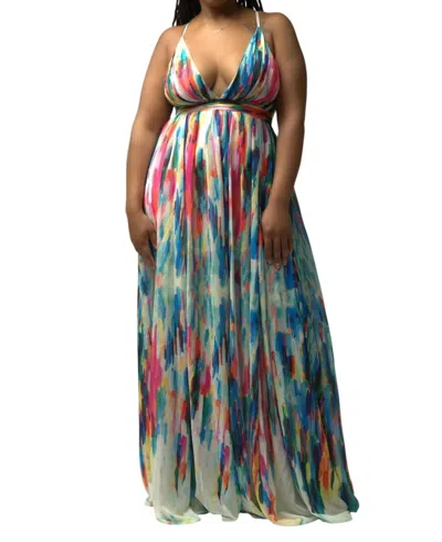 Luxxel Sleeveless Maxi Dress In Blue Multi In Multi