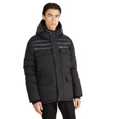 Pajar Mikkel Mixed Media Parka Coat With Detachable Inner Hood In Black