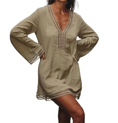 Handloom Positano Dress In Khaki In Green