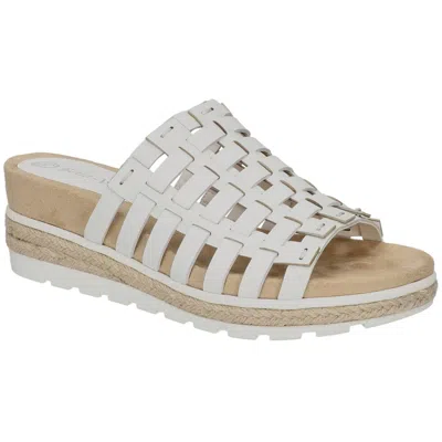 Bella Vita Oaklynn Womens Leather Slip On Wedge Sandals In White