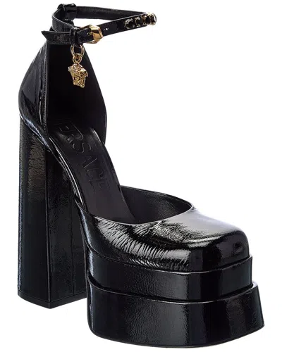 Versace Aevitas Patent Crystal Medusa Platform In Black