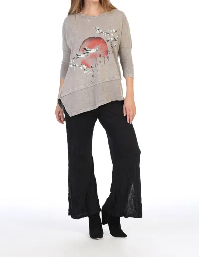 Jess & Jane Thousand Mile Dolman Sleeve Cotton Top In Taupe In Grey