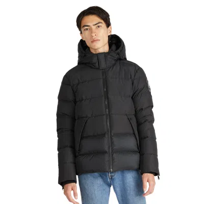 Pajar Men's Valby Mixed Media Puffer With Contrast Inner Collar And Hood In Black