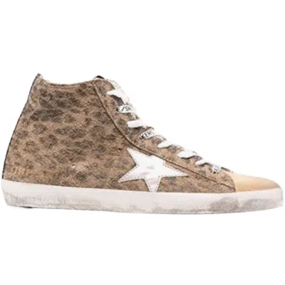 Golden Goose Francy Pink Leather Star And Blue Glitter Heel Tab Women's Sneakers In Multi