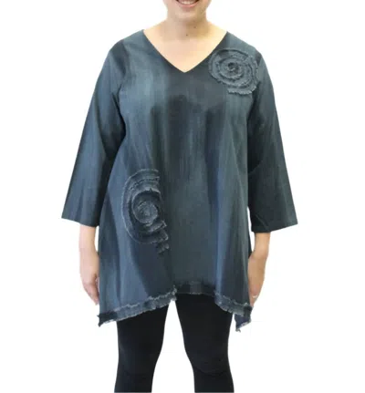 Modesce Hand Painted Cotton Fringe Swirl Tunic In Graphite In Pink