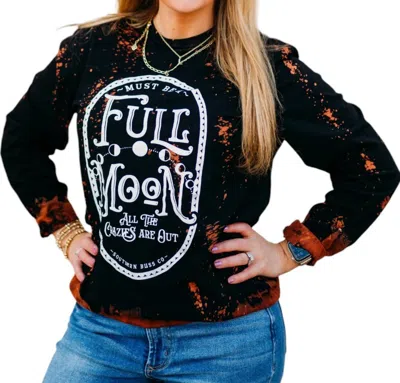 Southern Bliss Full Moon Bleached Longsleeve In Black In Black