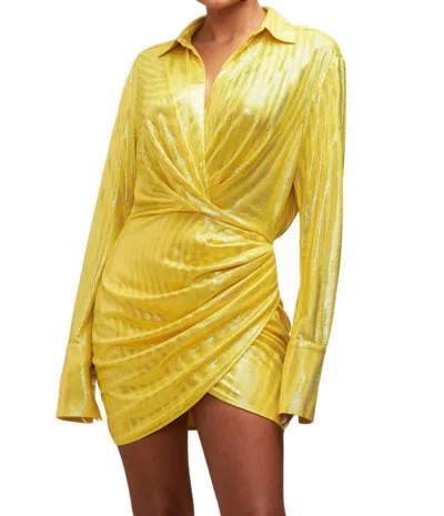 Luxxel Discoteca Shirt Dress In Yellow In Yellow