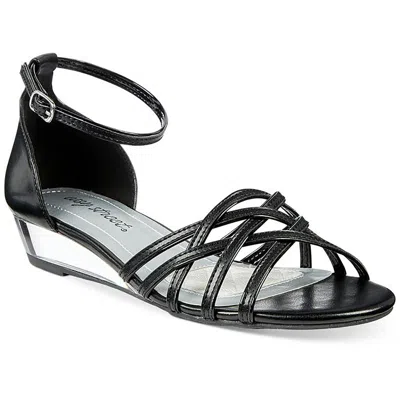 EASY STREET TARRAH WOMENS FAUX LEATHER GLITTER WEDGE SANDALS 