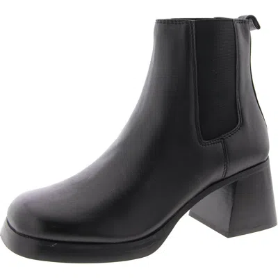 Steve Madden Zeke Womens Leather Block Heel Chelsea Boots In Black