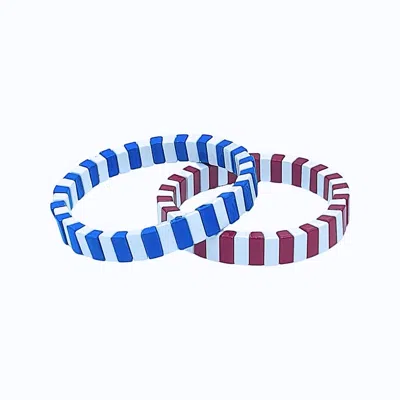 Color Shout Unisex - Pi Beta Phi Enamel Tile Double Stack Bracelet In Maroon/blue/white In Multi