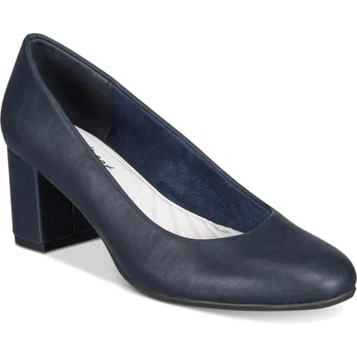 Easy Street Proper Womens Faux Leather Slip On Pumps In Blue