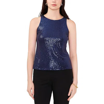 Msk Petites Womens Sequined Sleeveless Pullover Top In Multi