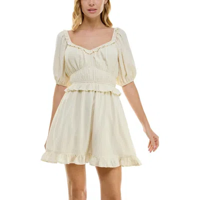 Trixxi Juniors Womens Smocked Above Knee Mini Dress In White