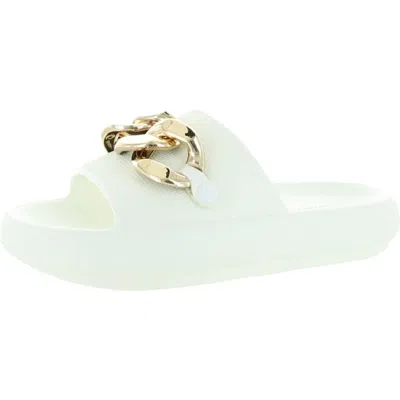 Shop Kenneth Cole New York Mello Eva Chain Womens Open Toe Slip On Slide Sandals In White