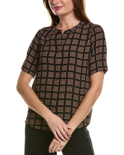 T Tahari Mandarin Collar Blouse In Black