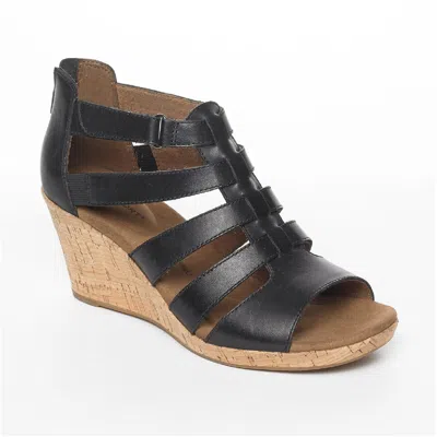 Rockport Briah Womens Faux Leather Pull On Gladiator Sandals In Black