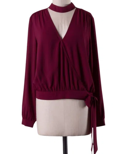 Naked Zebra Wrap Top With Choker In Wine In Pink