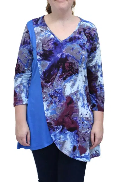 Parsley & Sage Patricia Layered Hem Tunic In Blue In Blue