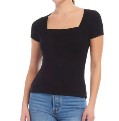Fifteen Twenty Mindy Square Neck Rib Top In Black