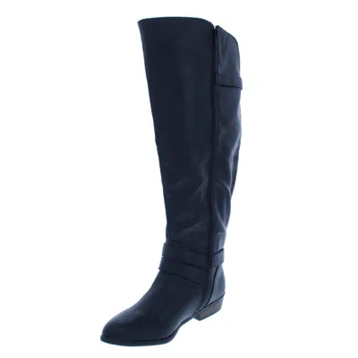 Material Girl Carleigh Womens Wide Calf Faux Leather Riding Boots In Black