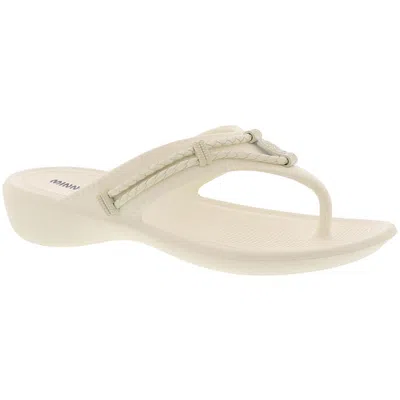 Minnetonka Silverthorne Prism Womens Thong Slip On Flip-flops In White
