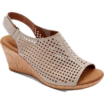 ROCKPORT BRIAH WOMENS SUEDE PERFORATED WEDGE SANDALS 