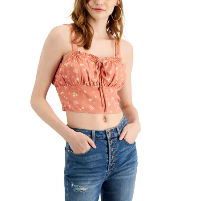 Hippie Rose Juniors Womens Floral Printed Key Hole Tank Top In Multi