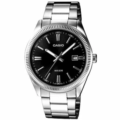 CASIO & VINTAGE CASIO MTP-1302D-1A1VDF MEN'S WATCH - BLACK DIAL, STAINLESS STEEL BAND 