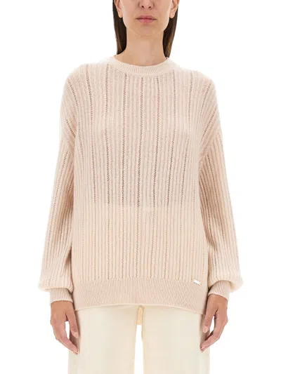 Kiton Cashmere-silk Lattice Knit Crewneck Sweater