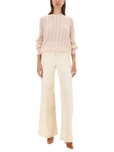 Kiton Cashmere-silk Lattice Knit Crewneck Sweater