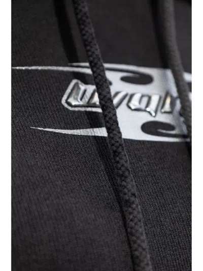 Alexander Wang T T By Alexander Wang Boxy Grey Sweatshirt With Logo Print And Drawstring Hood