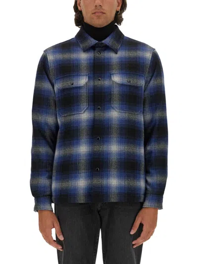 Woolrich Checked Italian Wool Blend Alaskan Padded Overshirt