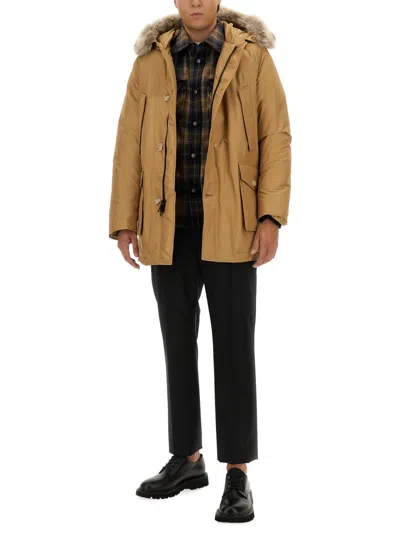 Woolrich Down Jacket "arctic" In Brown