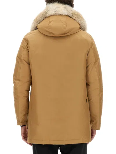 Woolrich Down Jacket "arctic" In Brown