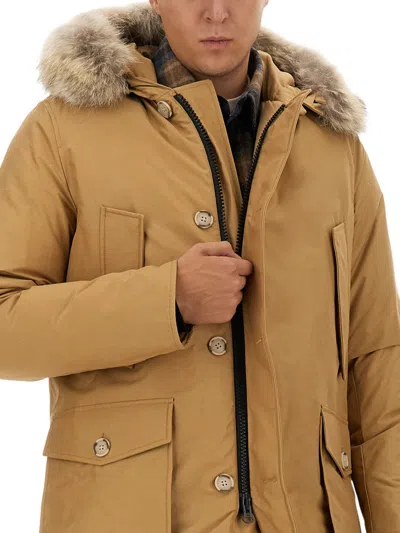 Woolrich Down Jacket "arctic" In Brown