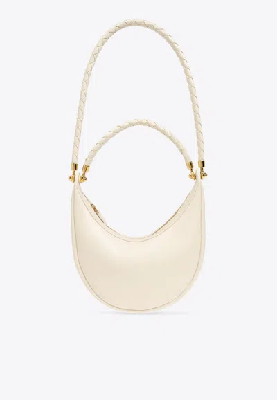 Shop Bottega Veneta Hula Hoop Leather Shoulder Bag In Sea Salt