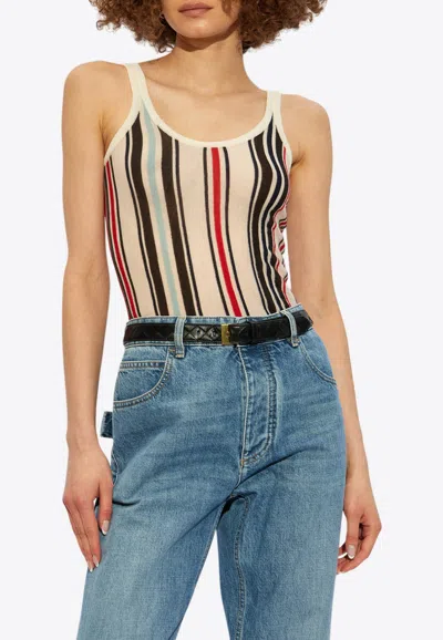 Bottega Veneta Striped Cotton-knit Tank Top In Multicolor