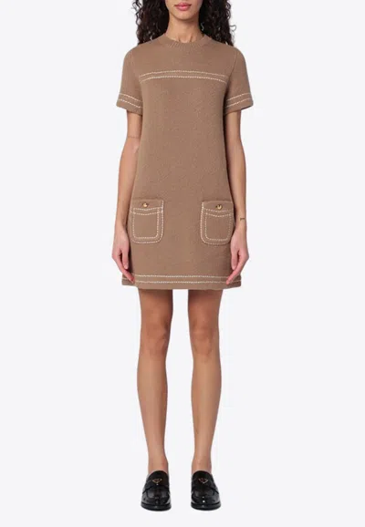 Prada Mini Abito In Cashmere Biscotto  Donna In Brown