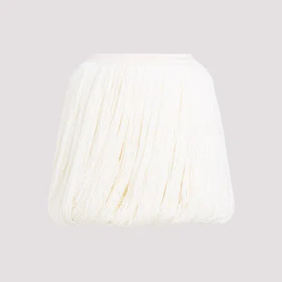 Shop Alaïa Fringe Wool Skirt In White
