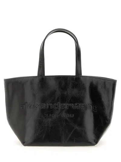 Alexander Wang Punch Logo-embossed Leather Tote Bag In Black
