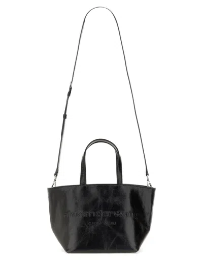 Alexander Wang Punch Logo-embossed Leather Tote Bag In Black