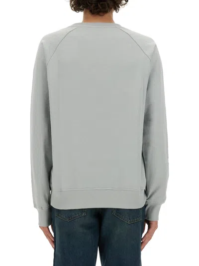 Balmain Regular Fit Flocked Logo Sweatshirt In Gray