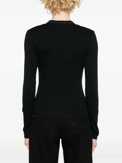 Brunello Cucinelli Blue Ribbed Wool Sweater In Black